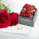 Gstewii Jewelry Box Preserved Rose Flower Bear Jewelry Box Organizer