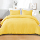 Exclusivo Mezcla Boho Pom Pom Ball Fringe Queen Comforter Set, 3 Piece Bedding Comforter Sets for All Seasons (1 Comforter and 2 Pillowcases)