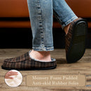 Men's Memory Foam House Slippers - Cozy, Fuzzy Bedroom Slip-on Loafer Shoes.Brown Adult Size 12-13