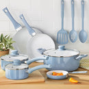 Mainstays 12pc Ceramic Cookware Set, Blue Linen
