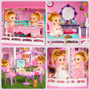 Pink Doll House Diy Kit Pretend Play Building Home Educational Toys for Girls Age 3+