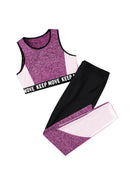 iiniim Kids Girls Two Piece Dance Outfit Tracksuit Crop Top with Athletic Legging Pants for Gym Sport Workout