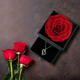 Ansten Preserved Red Real Rose with I Love You Necklace Rose Flower Gifts