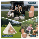 Camping Toilet with Detachable Inner Bucket Toilet Paper Holder Brown