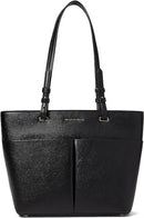 MICHAEL Michael Kors Womens Bedford Medium Top Zip Pocket Tote 30F2GBFT2L-001 (Black/Leather)