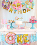 Donut 1st Birthday Party Decorations, One Cake Topper Banner Donuts Macaron Balloons for Sweet One First Birthday Party Supplies