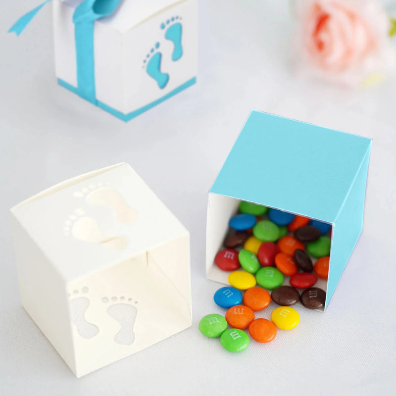 BalsaCircle 25 Blue 2.5" Baby Shower Party Favors Gift Boxes Footprints Design