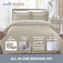 6PC Twin Complete Bedding Set (Comforter, Sheets, Pillowcases, Bed Skirt, Shams) Bed In A Bag, Taupe