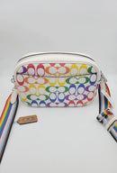 Coach CA175 Signature Jamie Camera Bag Web Crossbody Handbag Chalk Multi Pride