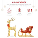 Lighted Christmas 4ft Reindeer & Sleigh Outdoor Yard Decoration Set w/ 205 LED Lights