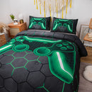 NTBED Game Console Comforter Set Kids 3D Gaming Geometric Lightweight Bedding Sets Green Twin 5Pcs