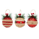6 Pack Rustic Christmas Tree Ornaments, Farmhouse Holiday Decorations
