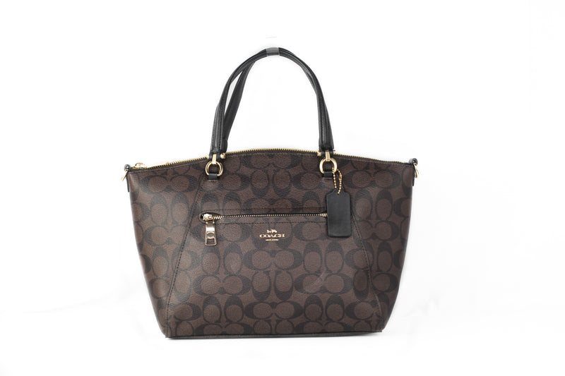 Coach Women's 2558 Katy Signature Leather Dome Satchel Bag Handbag (Brown/Black)