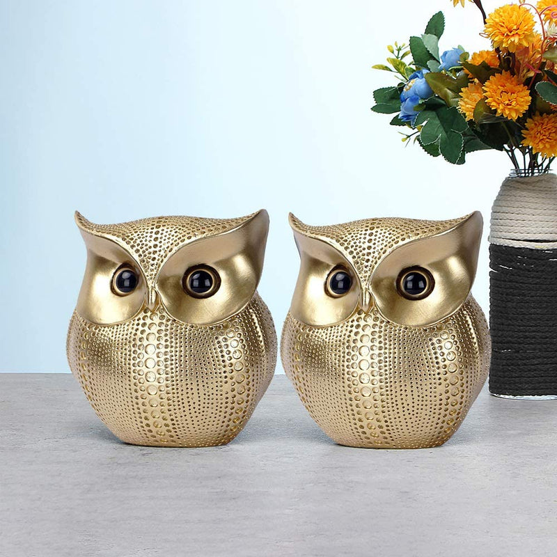 Mornenjoy Owl Statue,Cute Owl Decor Sculpture Gold Living Room Decor Collection for Home