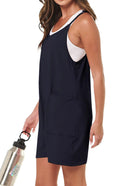 Fantaslook Jumpsuits for Women Casual Summer Rompers Sleeveless Loose Spaghetti Strap Shorts Overalls Jumpers with Pockets