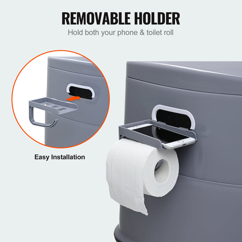 SKYSHALO Portable Camping Toilet Inner Bucket with Lid Phone Shelf and Paper Holder