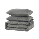 JML 3 Pieces Dark Gray Queen Comforter Set, Soft Microfiber Bedding Set With 1 Comforter and 2 Pillow Cases Suit for All Seasons