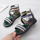 TAIAOJING Girls Sandals Glitter Sandals With Zipper Strappy Sandals Toddler Non-Slip Shoe