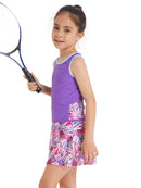 Haitryli Kids Girls Tennis Golf Dress Sport Tank Tops with Skater Skirts Skorts Set Purple 8