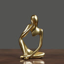 Resin Thinker Statue Gold Decor, Abstract Art Figurines Bookshelf Decor, Table Decor