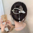Litie Rhinestones Tassel Hairpin,Faux Pearl Fairy Fish Tail Flower Butterflies Hair Clip