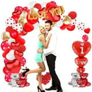 I Love You Balloons, 90 pcs Red Heart Balloons Set - 1000 Red Rose Petals for Decorations