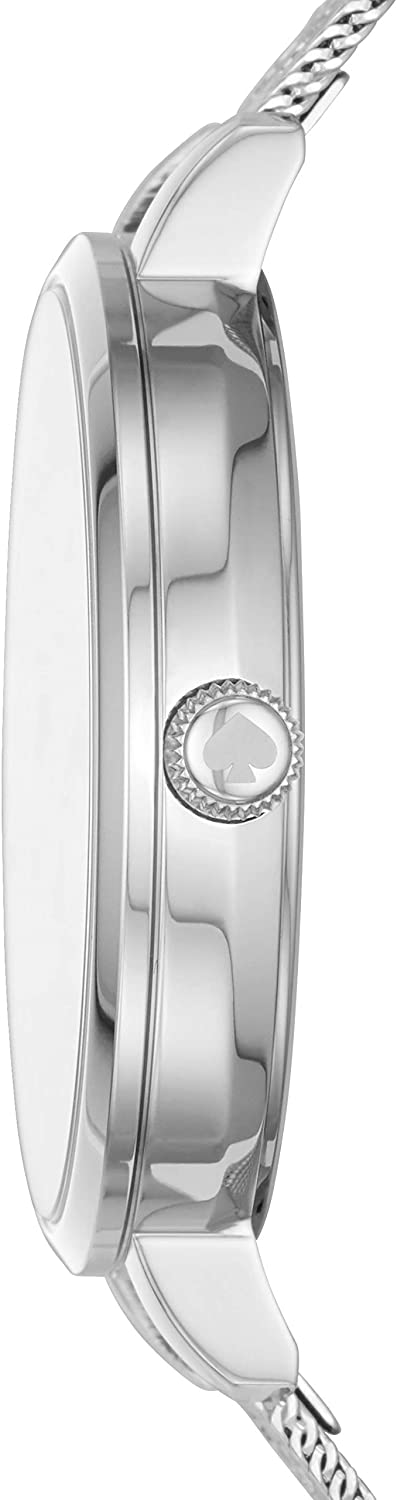 Kate Spade New York Womens Metro Slim Stainless Steel Quartz Watch Silver Floral Mesh