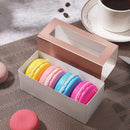 PKGSMART 30 Macaron Gift Boxes for 4 or 5, Rose Gold Macaron Boxes with Clear Window, 4.8x1.9x1.9 inches