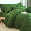 HIG 8 PCS Modern Comforter Set with Sheets All Season Bed in a Bag, Green, Queen Size