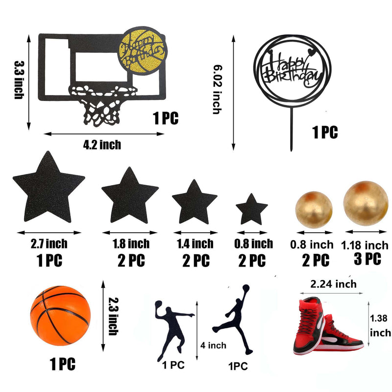 Basketball Cake Topper, 19pcs Basketball Cake Toppers For Boys Men With Sneaker Ball