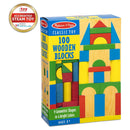 Melissa & Doug Wooden Building Blocks Set - 100 Blocks in 4 Colors and 9 Shapes