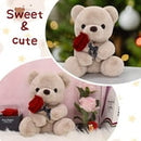 Teddy Bear Plush Toy Teddy Bear Stuffed Animal with Rose,Brown Stuffed Teddy Bear