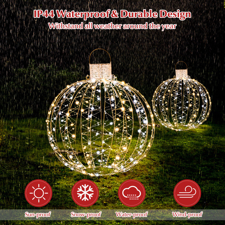 3 Pack Christmas LED Light Balls with Cable Ties and 6 Stakes