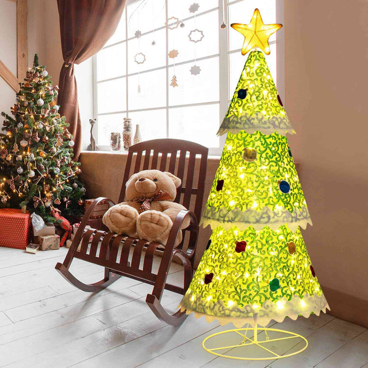 4.6 Feet Pre-Lit Pop-up Christmas Tree with 110 Warm Lights