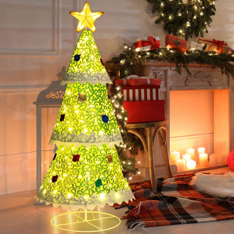 4.6 Feet Pre-Lit Pop-up Christmas Tree with 110 Warm Lights