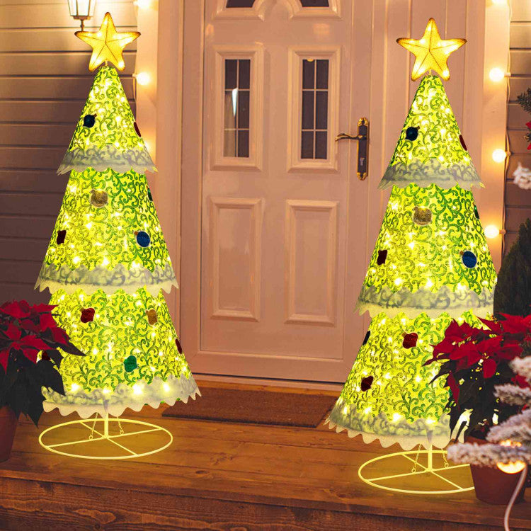 4.6 Feet Pre-Lit Pop-up Christmas Tree with 110 Warm Lights