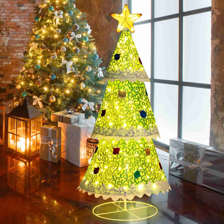 4.6 Feet Pre-Lit Pop-up Christmas Tree with 110 Warm Lights