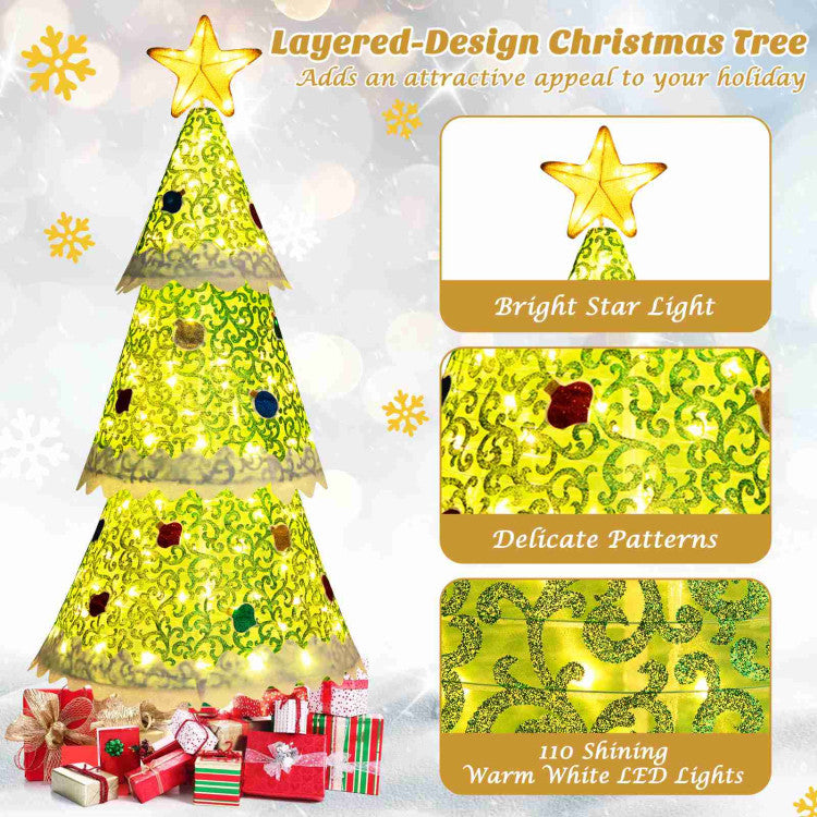 4.6 Feet Pre-Lit Pop-up Christmas Tree with 110 Warm Lights