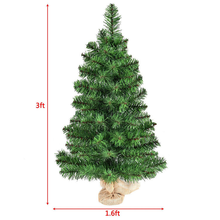 3 Feet  Tabletop Unlit Christmas Tree in Burlap Base