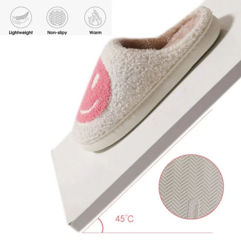 BERANMEY Cute Smile Face Slippers for Women Perfect Soft Plush Comfy Slippers