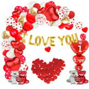 I Love You Balloons, 90 pcs Red Heart Balloons Set - 1000 Red Rose Petals for Decorations