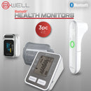 BWell Smart Health Monitors Set – Arm Blood Pressure Monitor, Pulse Oximeter & Forehead Thermometer