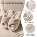 Slippers for Women Indoor, Women's Fuzzy Slippers, Cross Band Slippers Open Toe Slippers, Khaki