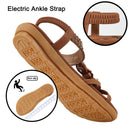 Ecetana Women Sandals Flats Sandals for Women Comfortable Elastic Ankle Strap Beach Shoes