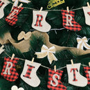 Merry Christmas Burlap Banner, Burlap and Buffalo Plaid Tree Shaped Decorations