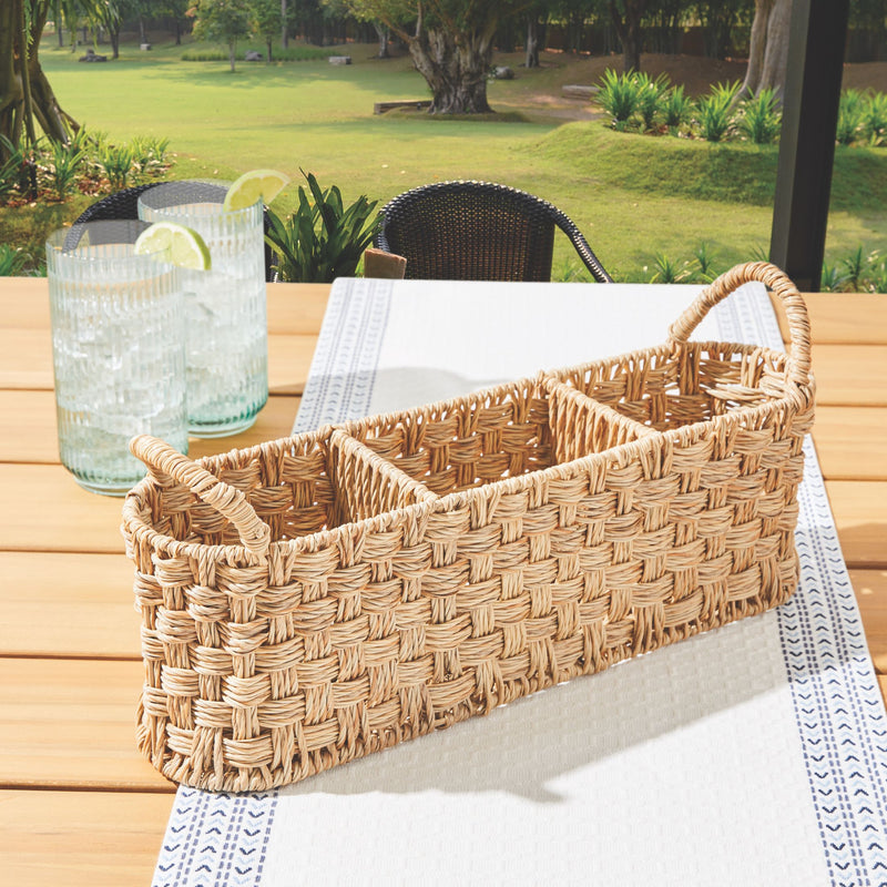 Better Homes & Gardens- Beige Oval Rattan Caddy