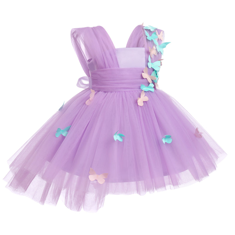 IBTOM CASTLE Toddler Baby Girls Birthday Party Dress Butterfly Embroidery Tutu Gown for Child 12-18 Months Lilac