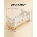 Robud Doll Crib,Wooden Baby Doll Cradle,Doll Bed,Doll Furniture Accessories,Beige