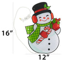 Lighted Shimmering White Snowman Hanging Christmas Decoration, 16.5 in