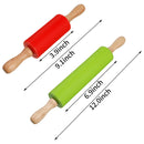Topekada 2 Pack 12/9in Non-Stick Silicone Rolling Pins for Bake2 Sizes (Green/Red)